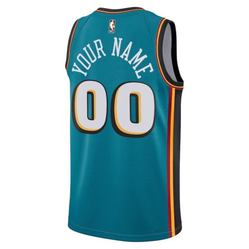 Nike Detroit Pistons #00 Unisex 2022/23 Custom Swingman Jersey - Classic Edition - Teal - Image 2