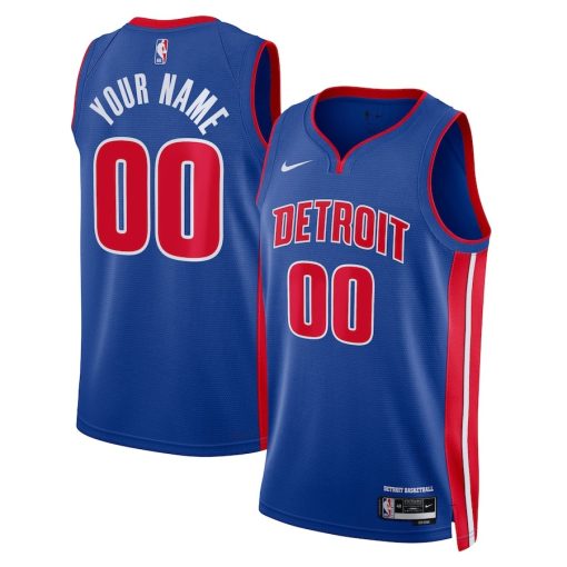 Nike Detroit Pistons #00 Unisex Swingman Custom Jersey Blue - Icon Edition - Image 3