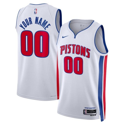 Nike Detroit Pistons #00 Unisex Swingman Custom Jersey White - Association Edition - Image 3