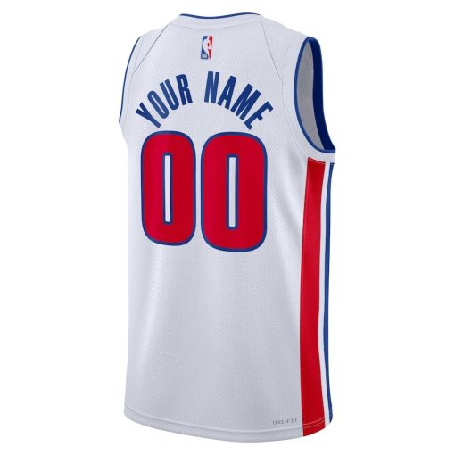 Nike Detroit Pistons #00 Unisex Swingman Custom Jersey White - Association Edition - Image 2