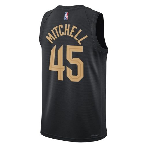 Jordan Cleveland Cavaliers #45 Donovan Mitchell Unisex Swingman Jersey - Statement Edition - Black - Image 2