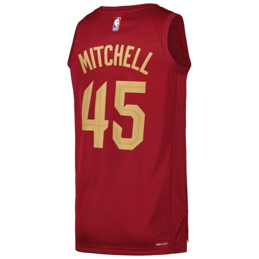 Nike Cleveland Cavaliers #45 Donovan Mitchell Swingman Player Jersey - Icon Edition - Wine - Image 2