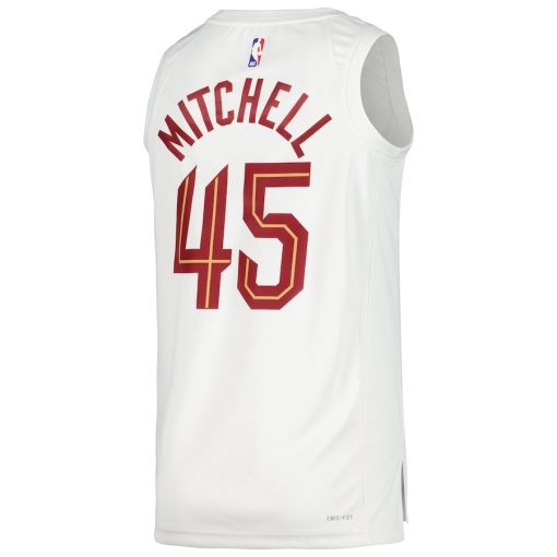 Nike Cleveland Cavaliers #45 Donovan Mitchell Unisex Swingman Jersey - Association Edition - White - Image 2