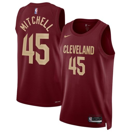 Nike Cleveland Cavaliers #45 Donovan Mitchell Unisex Swingman Jersey - Icon Edition - Wine - Image 3