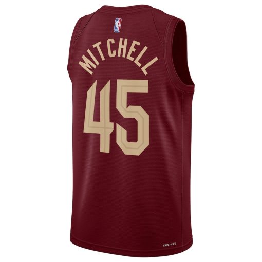 Nike Cleveland Cavaliers #45 Donovan Mitchell Unisex Swingman Jersey - Icon Edition - Wine - Image 2