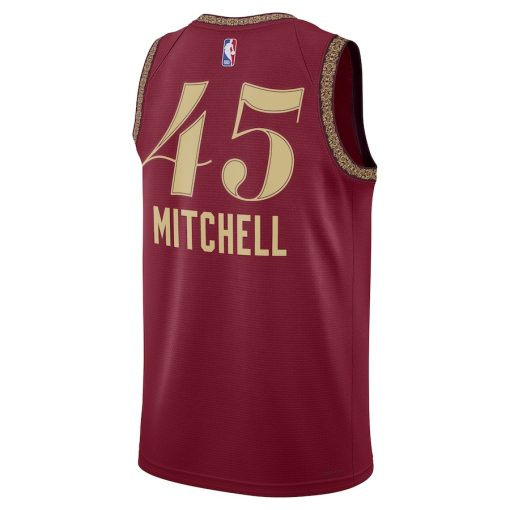 Nike Cleveland Cavaliers #45 Donovan Mitchell Unisex 2023/24 Swingman Jersey - Wine - City Edition - Image 2