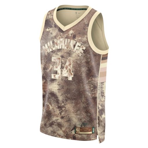 Nike Milwaukee Bucks #34 Giannis Antetokounmpo Unisex Select Series Swingman Jersey - Brown