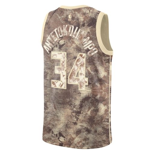 Nike Milwaukee Bucks #34 Giannis Antetokounmpo Unisex Select Series Swingman Jersey - Brown - Image 2