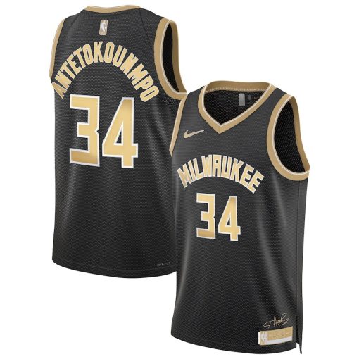 Nike Milwaukee Bucks #34 Giannis Antetokounmpo Unisex Select Series Swingman Jersey – Black - Image 3