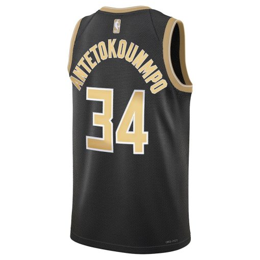 Nike Milwaukee Bucks #34 Giannis Antetokounmpo Unisex Select Series Swingman Jersey – Black - Image 2