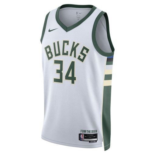 Nike Milwaukee Bucks #34 Giannis Antetokounmpo Unisex Swingman Jersey - Association Edition - White