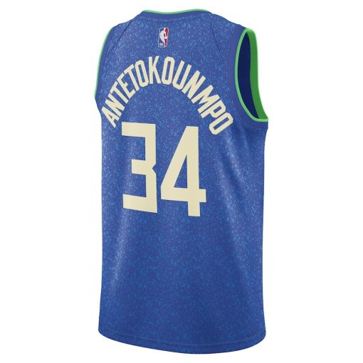 Nike Milwaukee Bucks #34 Giannis Antetokounmpo Unisex 2023/24 Swingman Jersey - Blue - City Edition - Image 2