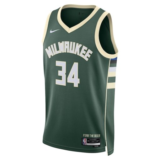 Nike Milwaukee Bucks #34 Giannis Antetokounmpo Unisex Swingman Jersey - Icon Edition - Hunter Green