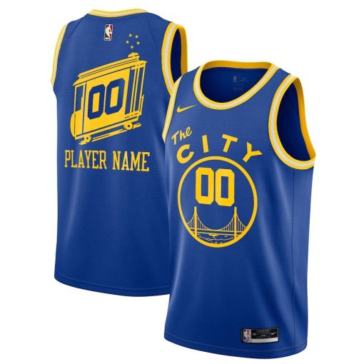 Nike Golden State Warriors #00 2020/21 Hardwood Classics Swingman Custom Jersey - Blue - Image 3