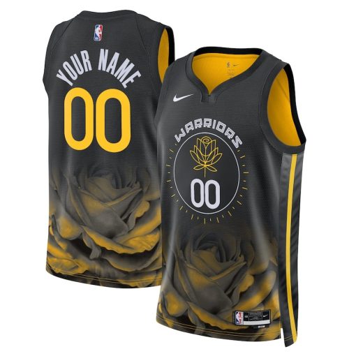 Nike Golden State Warriors #00 Unisex 2022/23 Swingman Custom Jersey - City Edition - Black - Image 3