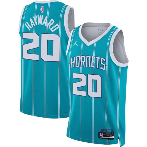 Jordan Charlotte Hornets #20 Gordon Hayward Unisex Swingman Jersey - Icon Edition - Teal - Image 3