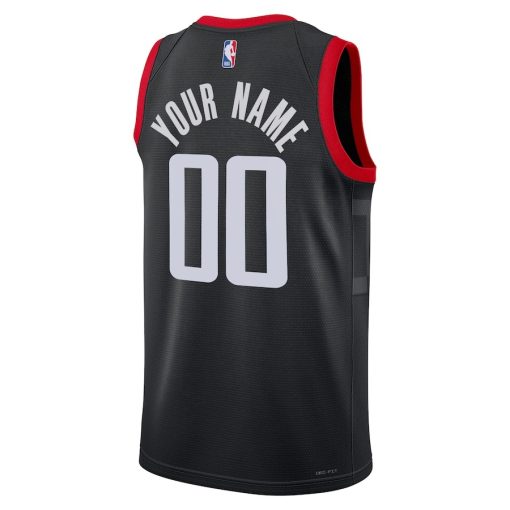 Jordan Houston Rockets #00 Unisex 2022/23 Swingman Custom Jersey - Statement Edition - Black - Image 2