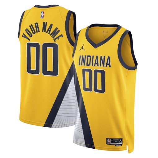 Jordan Indiana Pacers #00 Unisex 2022/23 Swingman Custom Jersey - Statement Edition - Yellow - Image 3