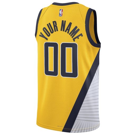 Jordan Indiana Pacers #00 Unisex 2022/23 Swingman Custom Jersey - Statement Edition - Yellow - Image 2