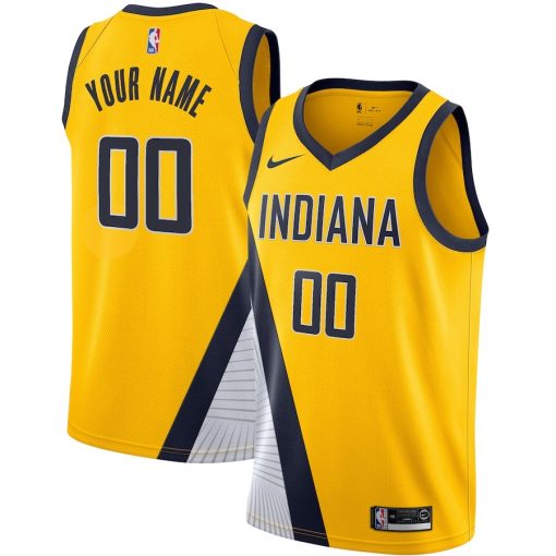 Nike Indiana Pacers #00 2019/20 Custom Swingman Jersey Yellow - Statement Edition - Image 3