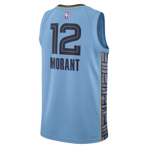 Jordan Memphis Grizzlies #12 Ja Morant Unisex Swingman Jersey - Statement Edition - Light Blue - Image 2