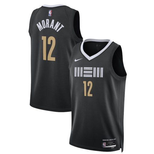 Nike Memphis Grizzlies #12 Ja Morant Unisex 2023/24 Swingman Jersey - Black - City Edition - Image 3