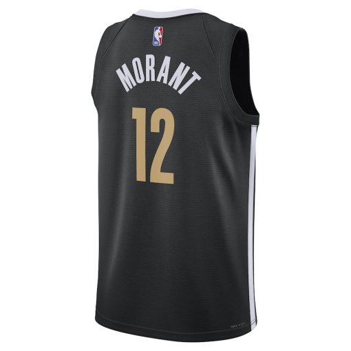 Nike Memphis Grizzlies #12 Ja Morant Unisex 2023/24 Swingman Jersey - Black - City Edition - Image 2