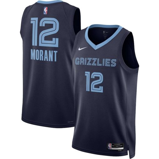 Nike Memphis Grizzlies #12 Ja Morant Unisex Swingman Jersey - Icon Edition - Navy - Image 3