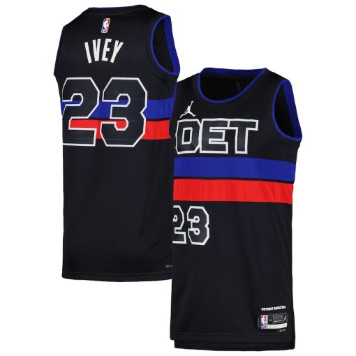 Jordan Detroit Pistons #23 Jaden Ivey Unisex Swingman Jersey - Statement Edition - Black - Image 3