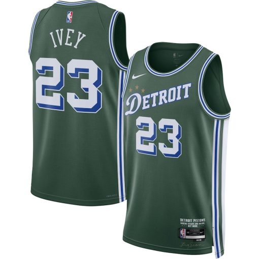 Nike Detroit Pistons #23 Jaden Ivey 2022/23 Swingman Jersey - City Edition - Green - Image 3