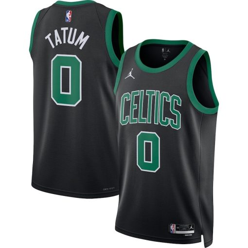 Jordan Boston Celtics #0 Jayson Tatum Unisex Swingman Jersey - Statement Edition - Black - Image 3