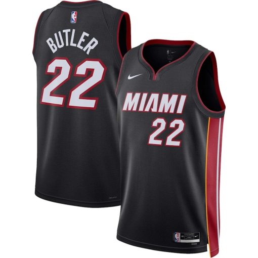 Nike Miami Heat #22 Jimmy Butler Unisex Swingman Jersey - Icon Edition - Black - Image 3