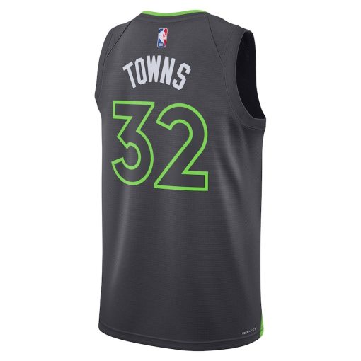 Jordan Minnesota Timberwolves #32 Karl-Anthony Towns Unisex Swingman Jersey - Statement Edition - Charcoal - Image 2