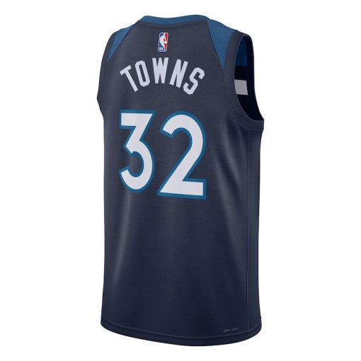 Nike Minnesota Timberwolves #32 Karl-Anthony Towns Unisex Swingman Jersey - Icon Edition - Navy - Image 2