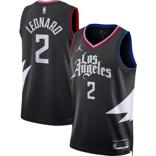 Jordan LA Clippers #2 Kawhi Leonard Unisex Swingman Jersey - Statement Edition - Black - Image 3