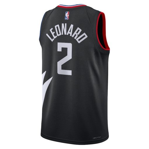 Jordan LA Clippers #2 Kawhi Leonard Unisex Swingman Jersey - Statement Edition - Black - Image 2