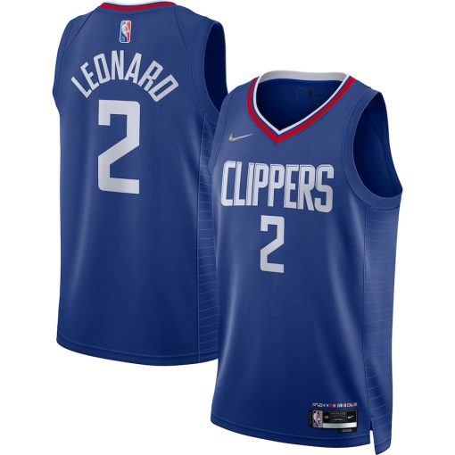 Nike LA Clippers #2 Kawhi Leonard 2021/22 Diamond Swingman Jersey - Icon Edition - Royal - Image 3