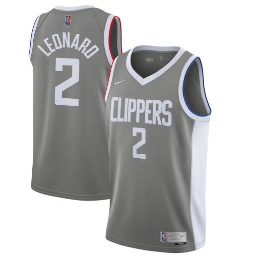 Nike LA Clippers #2 Kawhi Leonard 2020/21 Swingman Player Jersey Gray - Earned Edition - Image 3