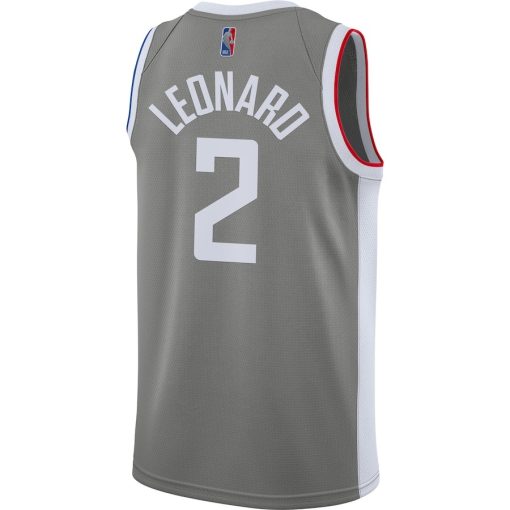 Nike LA Clippers #2 Kawhi Leonard 2020/21 Swingman Player Jersey Gray - Earned Edition - Image 2