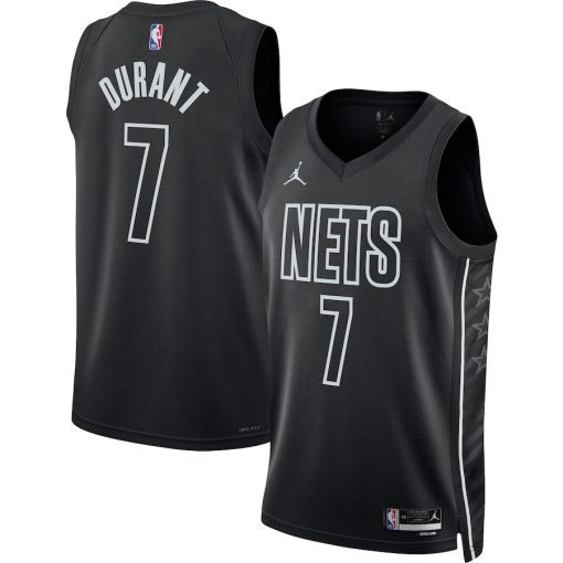 Jordan Brooklyn Nets #7 Kevin Durant Unisex Swingman Jersey - Statement Edition - Black - Image 3