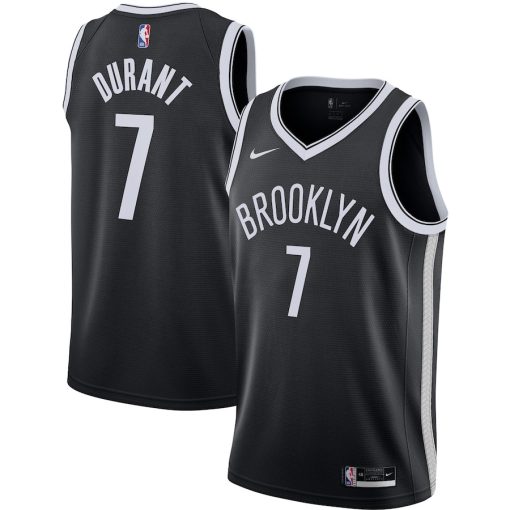 Nike Brooklyn Nets #7 Kevin Durant 2020/21 Swingman Jersey - Black - Icon Edition - Image 3