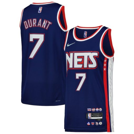 Nike Brooklyn Nets #7 Kevin Durant Swingman Player Jersey - City Edition - Blue - Image 3