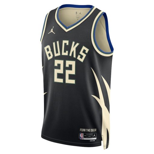 Jordan Milwaukee Bucks #22 Khris Middleton Unisex Swingman Jersey - Statement Edition - Black