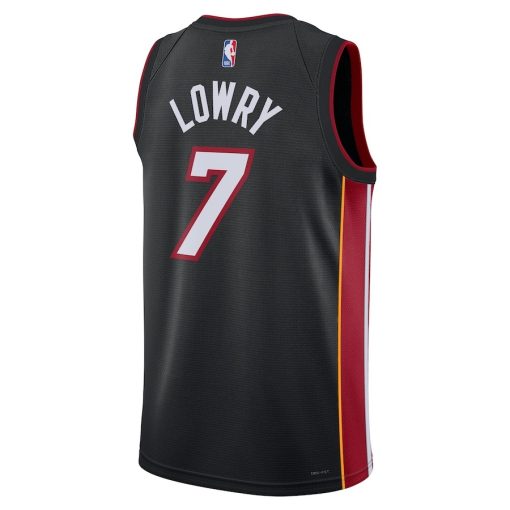 Nike Miami Heat #7 Kyle Lowry Unisex Swingman Jersey - Icon Edition - Black - Image 2