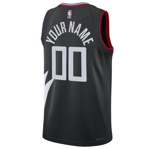 Jordan LA Clippers #00 Unisex 2022/23 Swingman Custom Jersey - Statement Edition - Black - Image 2