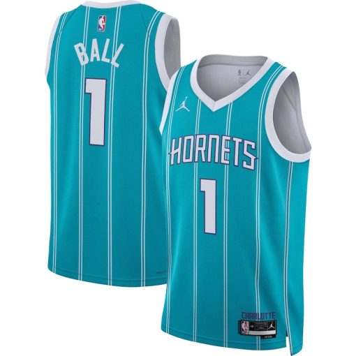 Jordan Charlotte Hornets #1 LaMelo Ball Unisex Swingman Jersey - Icon Edition - Teal - Image 3