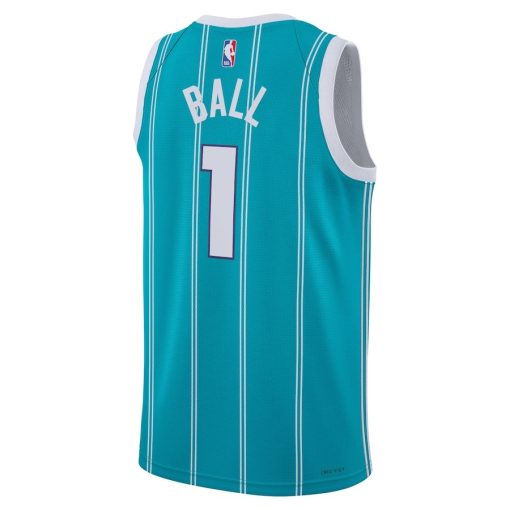 Jordan Charlotte Hornets #1 LaMelo Ball Unisex Swingman Jersey - Icon Edition - Teal - Image 2