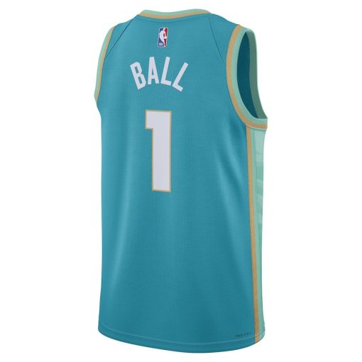 Jordan Charlotte Hornets #1 LaMelo Ball Unisex 2023/24 Swingman Jersey - Teal - City Edition - Image 2