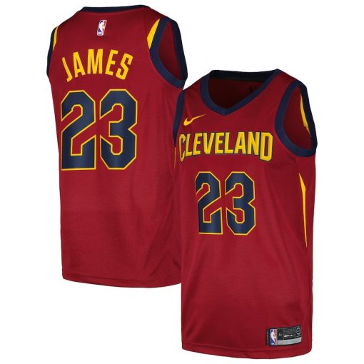 Nike Cleveland Cavaliers #23 LeBron James Swingman Player Jersey - Icon Edition - Wine - Image 3