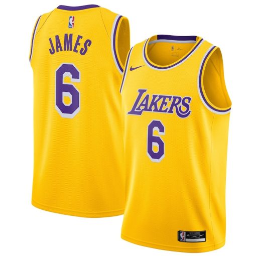 Nike Los Angeles Lakers #6 LeBron James 2021/22 Swingman Player Jersey - Gold - Icon Edition - Image 3